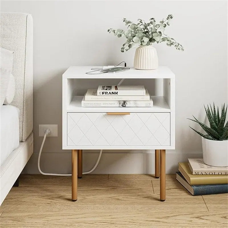 Nightstand with Charging Station - 11.81D x 15.75W x 22.05H