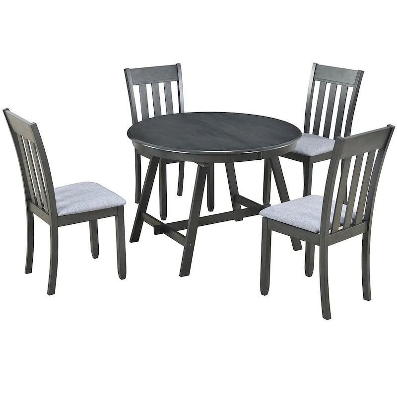 Set tavolo da pranzo allungabile in legno naturale/grigio, stile moderno, 4-5 posti a sedere