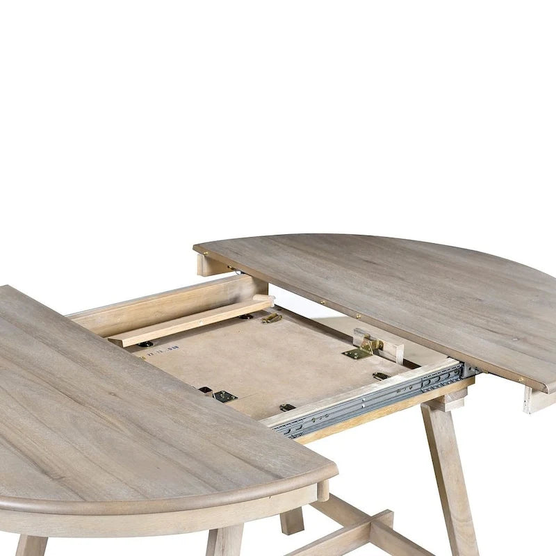 Set tavolo da pranzo allungabile in legno naturale/grigio, stile moderno, 4-5 posti a sedere