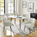Sedia da pranzo imbottita in Boucle avorio/grigio/nero/salvia con gambe in metallo, set da 4
