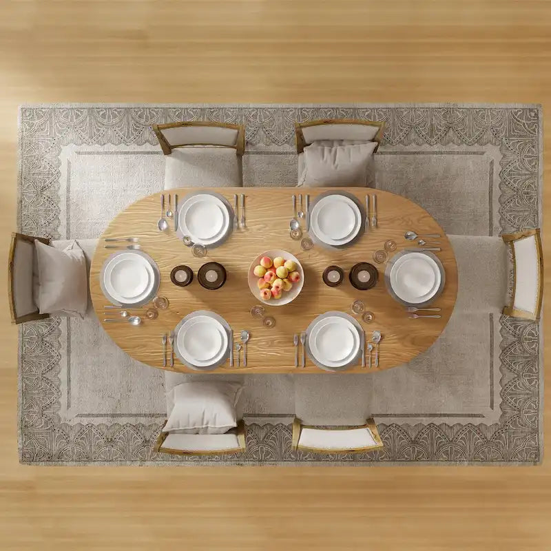Tavolo da pranzo in rovere con doppio piedistallo, nero, 4-6 posti
