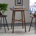 Tavolo da Pranzo Alto 42 con Gambe in Legno di Gomma e Piano in Laminato in Stile Moderno