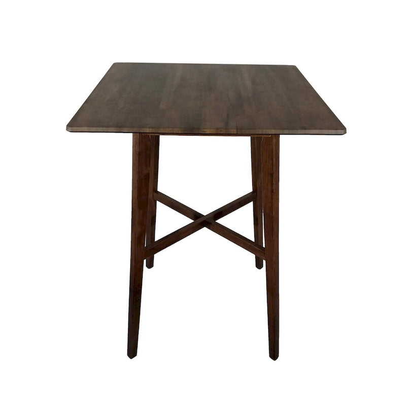 Tavolo da Pranzo Alto 42 con Gambe in Legno di Gomma e Piano in Laminato in Stile Moderno