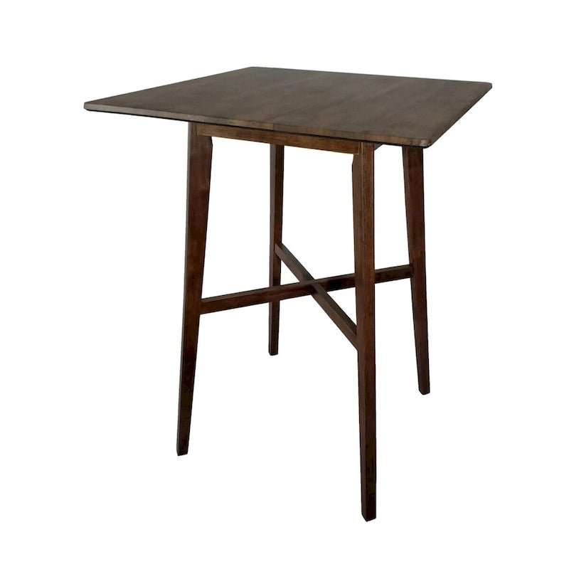 Tavolo da Pranzo Alto 42 con Gambe in Legno di Gomma e Piano in Laminato in Stile Moderno