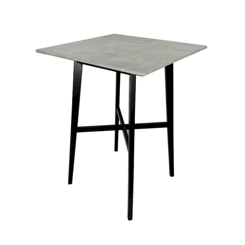 Tavolo da Pranzo Alto 42 con Gambe in Legno di Gomma e Piano in Laminato in Stile Moderno