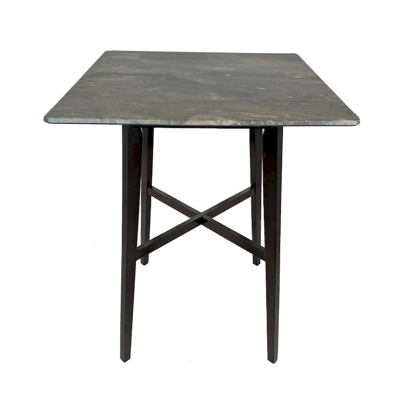 Tavolo da Pranzo Alto 42 con Gambe in Legno di Gomma e Piano in Laminato in Stile Moderno