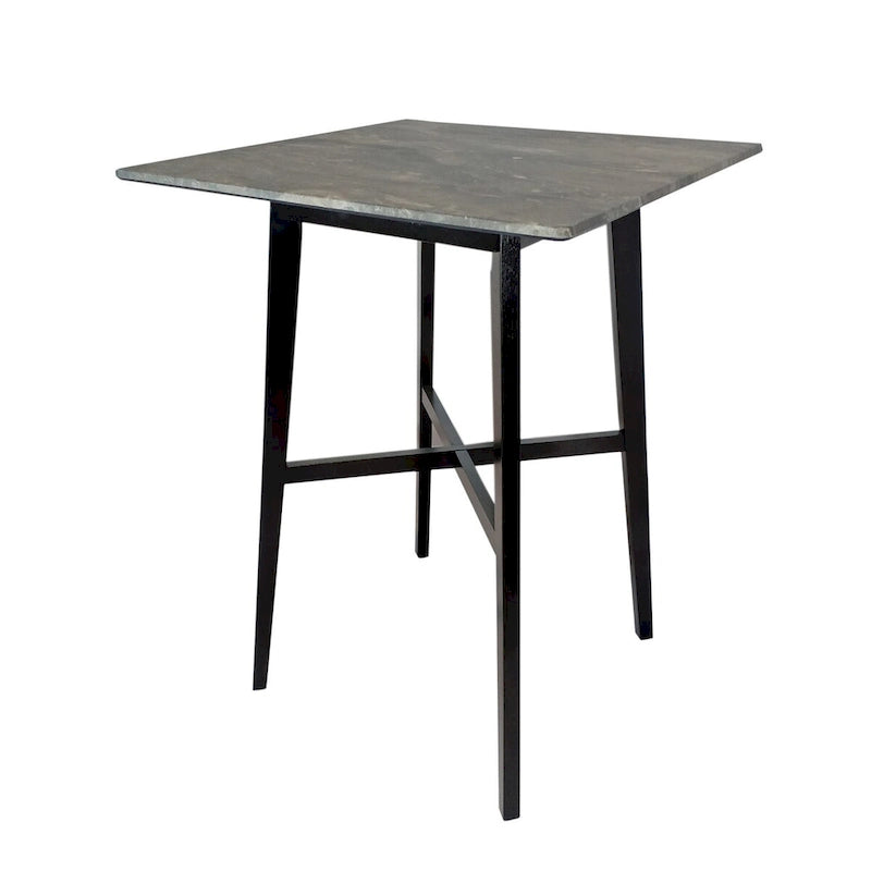 Tavolo da Pranzo Alto 42 con Gambe in Legno di Gomma e Piano in Laminato in Stile Moderno