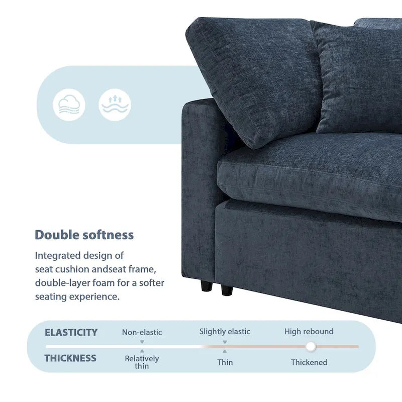 Divano letto sezionale modulare, a forma di L, 6 posti (beige / grigio / blu navy)