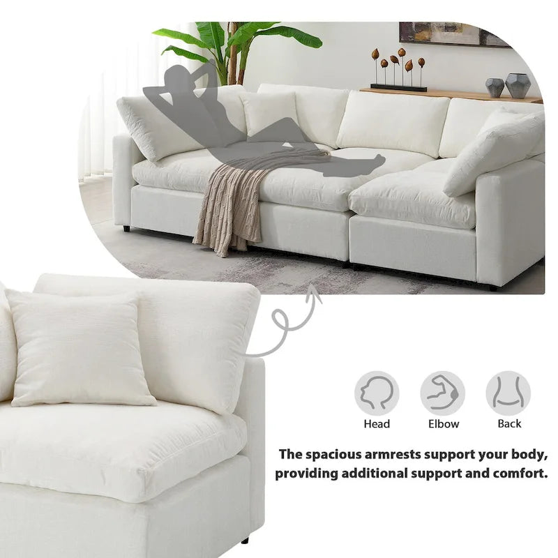 Divano letto sezionale modulare, a forma di L, 6 posti (beige / grigio / blu navy)