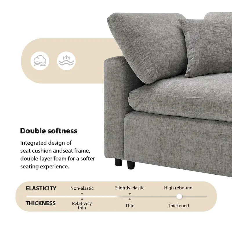 Divano letto sezionale modulare, a forma di L, 6 posti (beige / grigio / blu navy)
