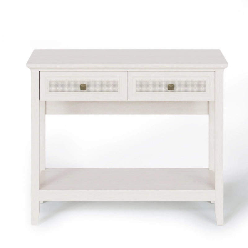 Consolle in Rattan Bianco Grigio con 2 Cassetti, Montaggio per 1 Persona
