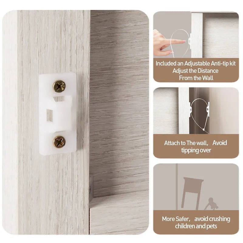 Consolle in Rattan Bianco Grigio con 2 Cassetti, Montaggio per 1 Persona
