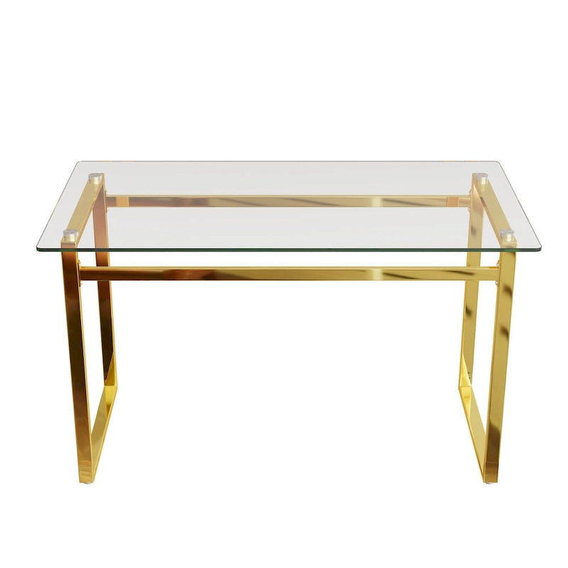 Tavolo da pranzo rettangolare in vetro, argento/nero/oro, 4-6 posti a sedere