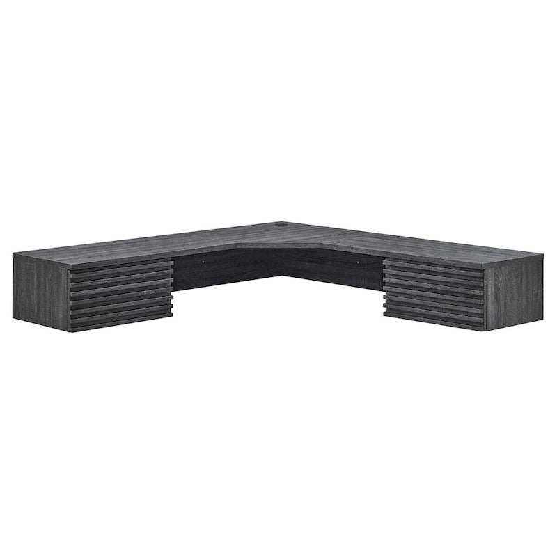 Scrivania ad angolo a parete per ufficio, 1 persona, color Carbone / Rovere / Noce