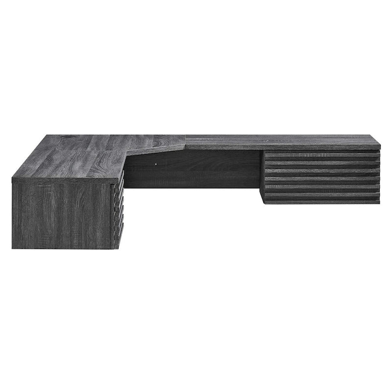 Scrivania ad angolo a parete per ufficio, 1 persona, color Carbone / Rovere / Noce
