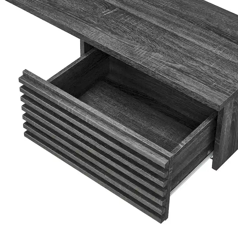 Scrivania ad angolo a parete per ufficio, 1 persona, color Carbone / Rovere / Noce