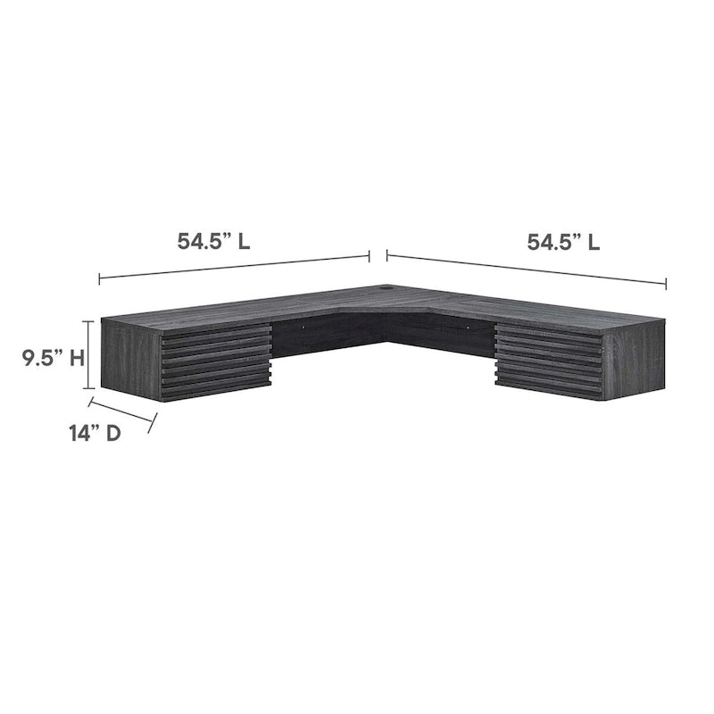 Scrivania ad angolo a parete per ufficio, 1 persona, color Carbone / Rovere / Noce