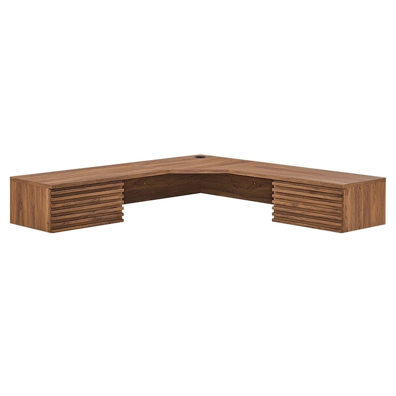 Scrivania ad angolo a parete per ufficio, 1 persona, color Carbone / Rovere / Noce