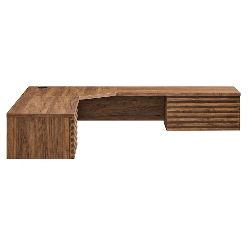 Scrivania ad angolo a parete per ufficio, 1 persona, color Carbone / Rovere / Noce