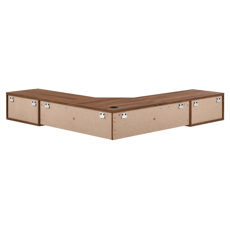 Scrivania ad angolo a parete per ufficio, 1 persona, color Carbone / Rovere / Noce