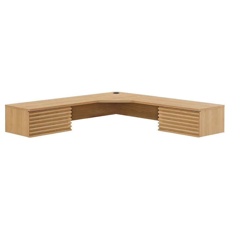 Scrivania ad angolo a parete per ufficio, 1 persona, color Carbone / Rovere / Noce