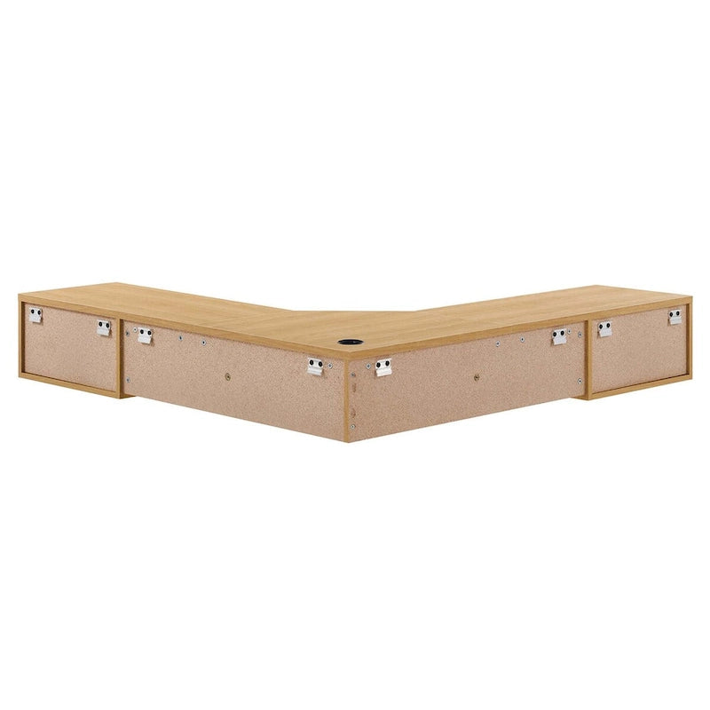 Scrivania ad angolo a parete per ufficio, 1 persona, color Carbone / Rovere / Noce