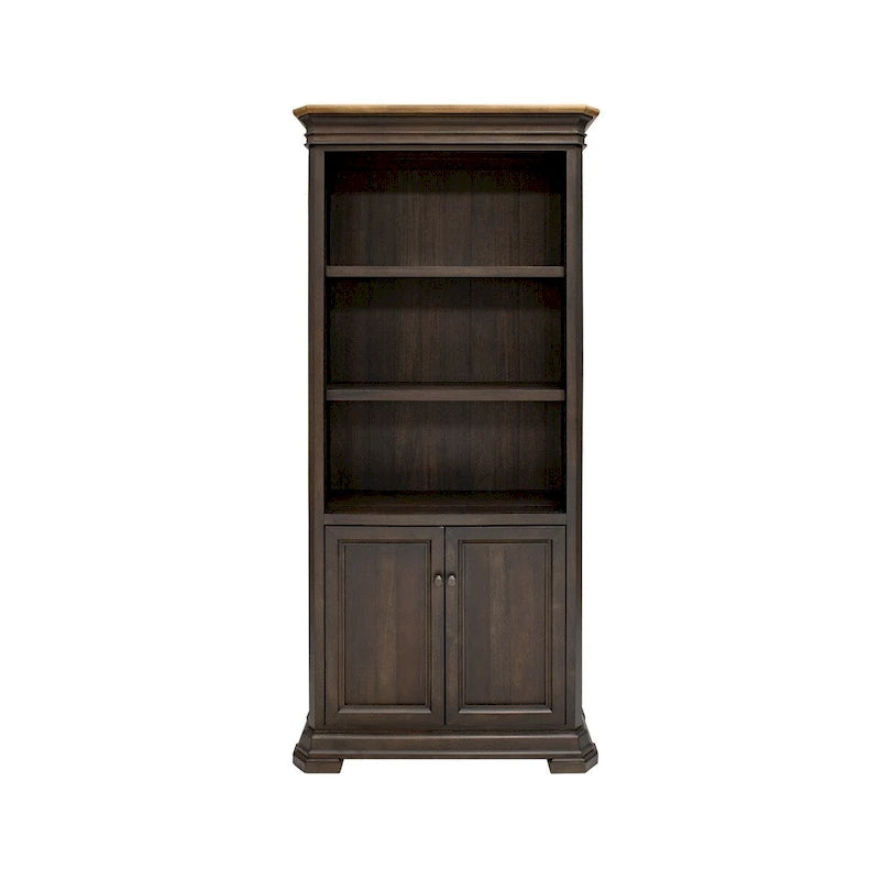 Libreria in Legno Marrone Scuro Tostato con Ante, Per Una Persona, Completamente Assemblata