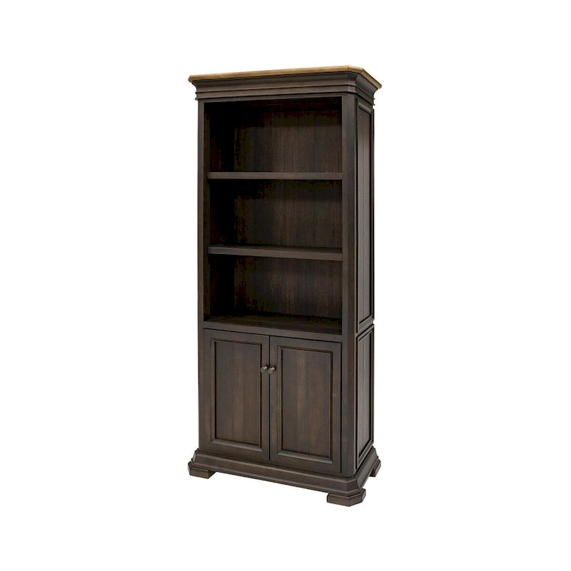 Libreria in Legno Marrone Scuro Tostato con Ante, Per Una Persona, Completamente Assemblata