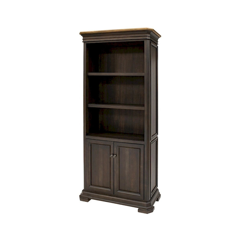 Libreria in Legno Marrone Scuro Tostato con Ante, Per Una Persona, Completamente Assemblata