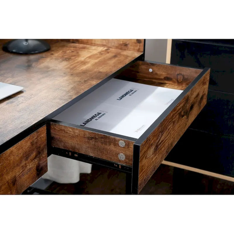 Scrivania da ufficio per computer portatile da 48 pollici con cassetti e pannello privacy