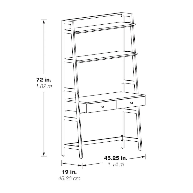 Scrivania a Scala in Noce e Nera da 45" con Ripiani – 1 Persona