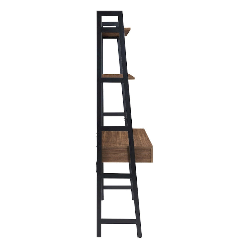 Scrivania a Scala in Noce e Nera da 45" con Ripiani – 1 Persona