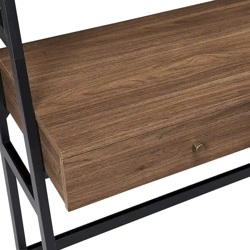Scrivania a Scala in Noce e Nera da 45" con Ripiani – 1 Persona