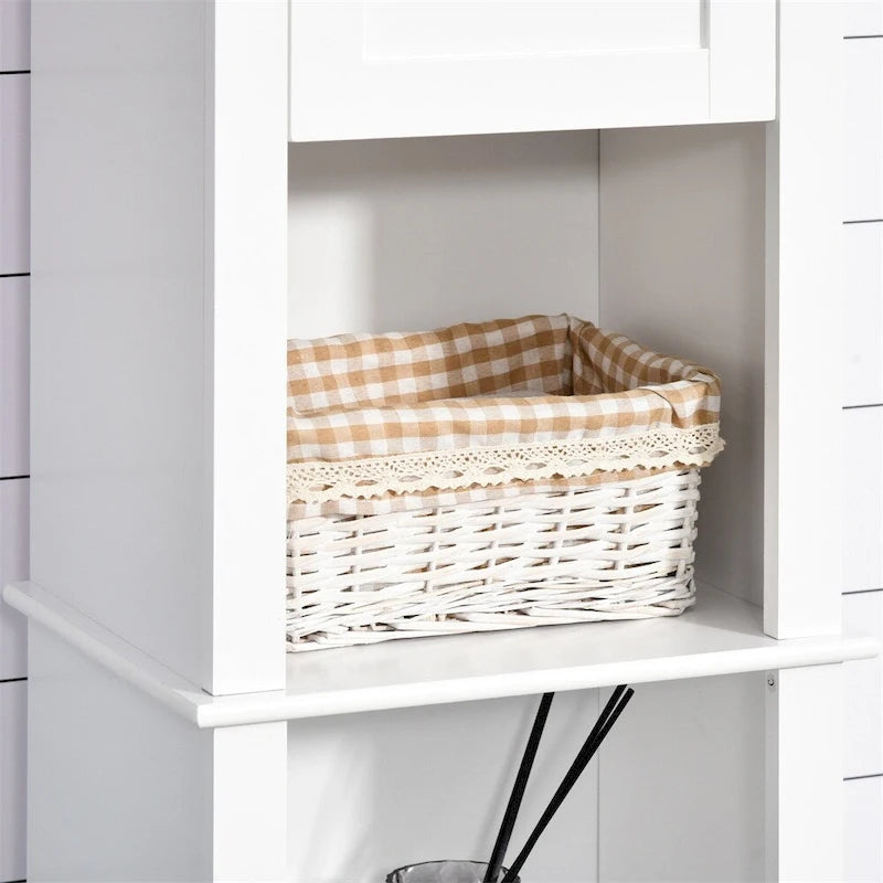 Mobiletto da Bagno Indipendente Bianco con Scaffale a 2 Livelli e 2 Ante, Montaggio da 1 Persona