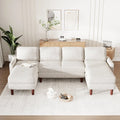 Divano componibile in velluto a coste a U beige/grigio, 4 posti