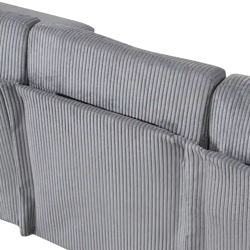 Divano componibile in velluto a coste a U beige/grigio, 4 posti
