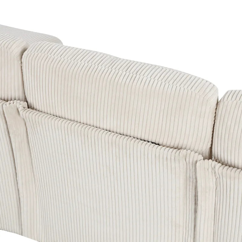 Divano componibile in velluto a coste a U beige/grigio, 4 posti