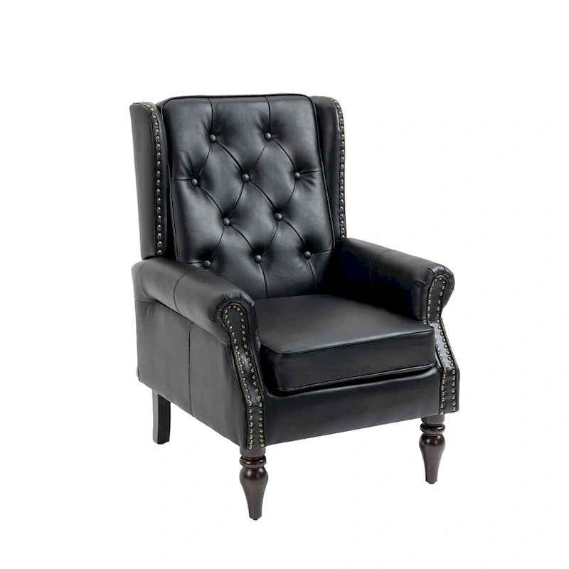Poltrona Accent con schienale alto e bottoni, rivestimento in similpelle (PU) marrone/caffè/nero/cammello, seduta singola