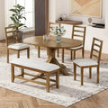 Set da pranzo country/rustico marrone scuro/naturale, 6 posti, allungabile