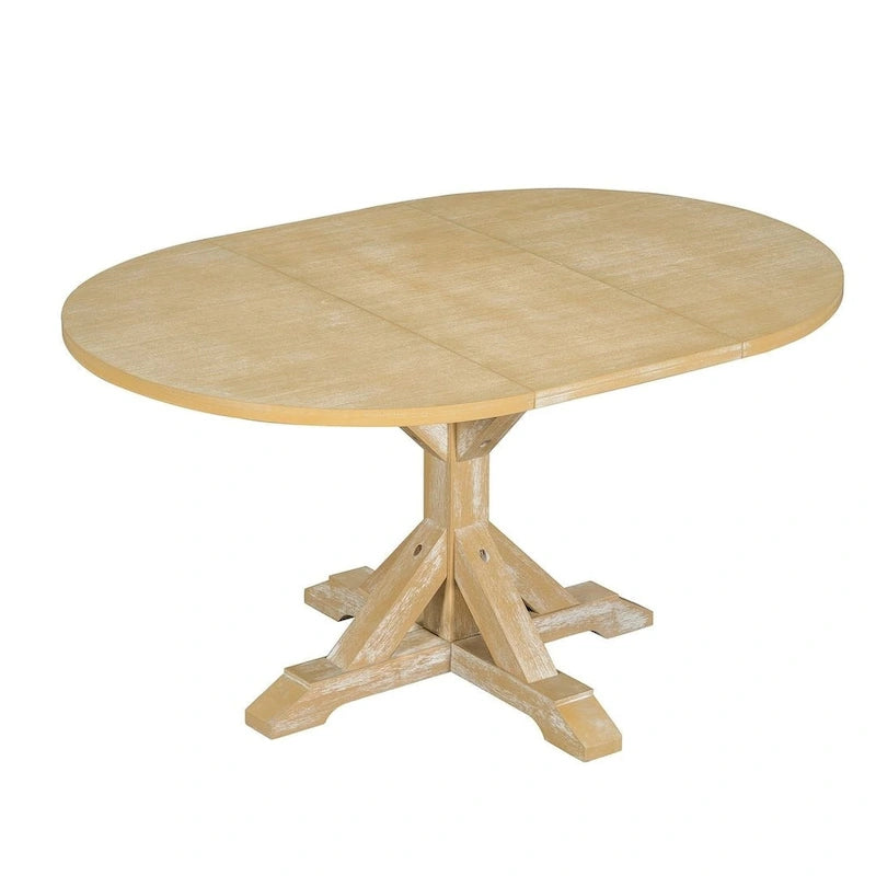 Set da pranzo country/rustico marrone scuro/naturale, 6 posti, allungabile