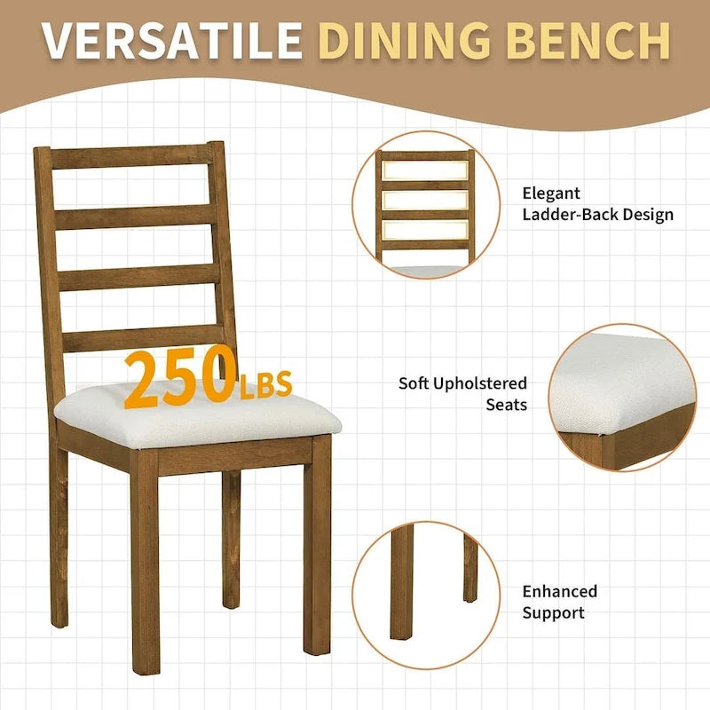 Set da pranzo country/rustico marrone scuro/naturale, 6 posti, allungabile